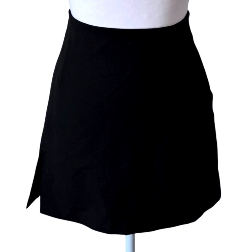 Djerf Avenue Black Mini Skirt Side Slit High Waisted Scandi Minimalist Size M